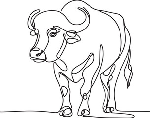 Buffalo Line Art Vector Illustration