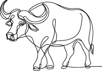 Buffalo Line Art Vector Illustration