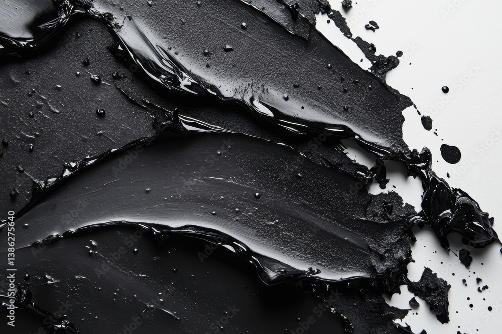 Aufkleber exploring the texture and richness of black paint spread across a white canvas in a creative art stu