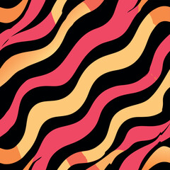 Colorful abstract wavy pattern with vibrant red, yellow, and black hues creating a striking visual effect