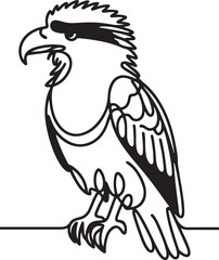 Caracara Bird Line Illustration