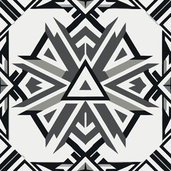Geometric black and white pattern with sharp angles and shapes creating a bold design layout
