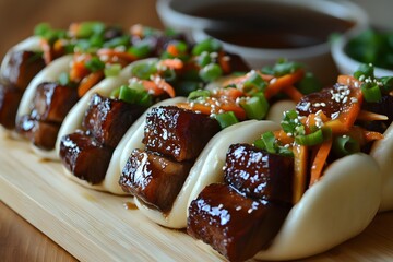 Delicious Asian BBQ Pork Buns with Carrots and Sesame Seeds