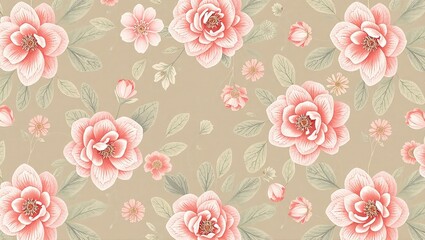 Elegant floral pattern for website background design, featuring soft pastel colors.