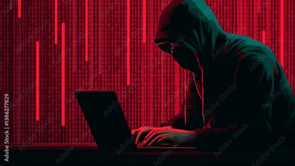 Poster blackhat hacker working on laptop in a dark environment generative ai