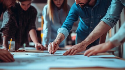 Obraz premium Several people collaborating and working on the design project