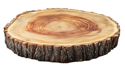 Wooden eco rustic pine tree disc platform , clipping path  -  
