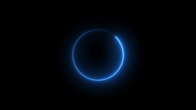 circle on black background.neon glowing circle frameFuturistic light effect. rotation circle smooth neon glowing loop .Spinning and Glowing Colorful Circle Abstract Video. ,technology light circle