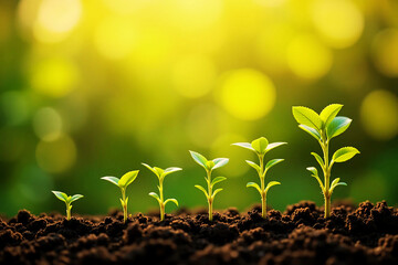 Plant growth stages from seed to mature plant. Seedling evolution development, success, life cycle, natural progression. Agriculture trend, sustainable care, business planning, nurturing flora 