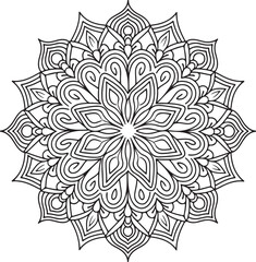 Hand Drawn Mandala Pattern in Black and White.mandala vector, mandala art,mandala illustration.