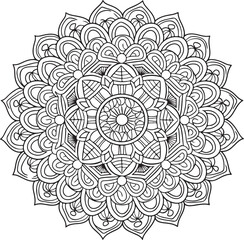 Easy mandala design with clean lines for coloring book, creative mandala art, Mandala design.mandala vector,mandala illustration,golden mandala art,simple colour mandala