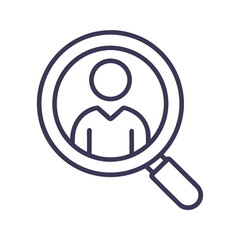 Magnifying Glass Icon Highlighting Person for User Identification or Search