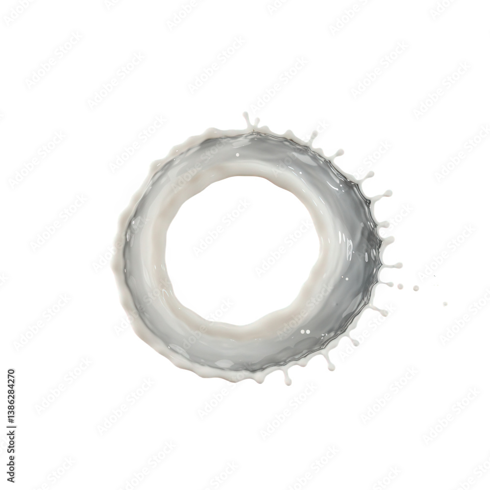 Poster creamy liquid forms a dynamic splashing circle.