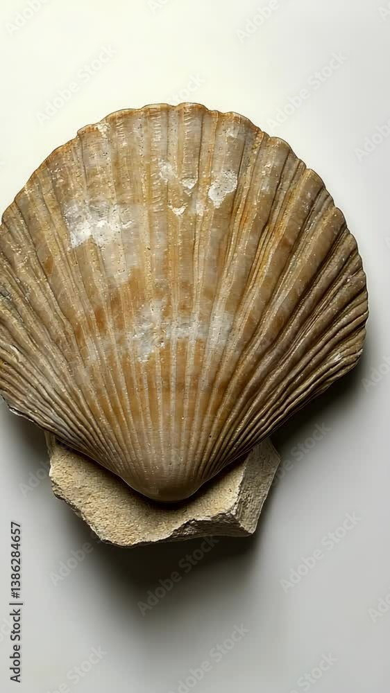 Poster natural seashell showcasing intricate patterns and textures on a light background in a serene settin