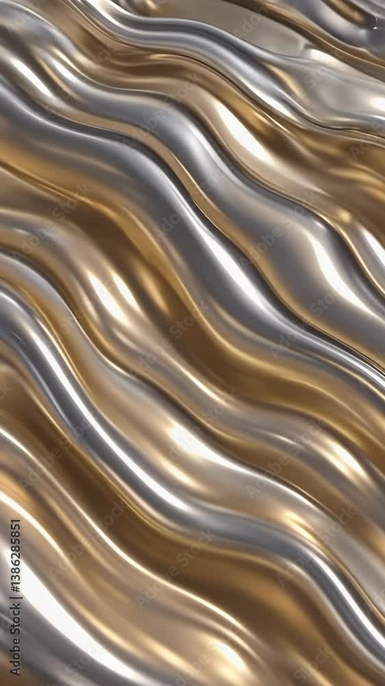 Poster metallic waves create an elegant pattern with flowing silver and gold tones in a smooth texture
