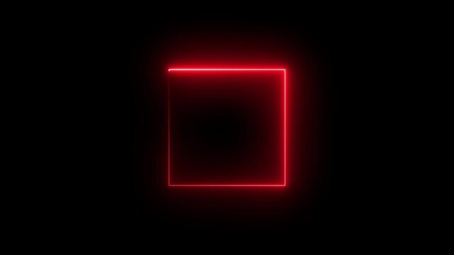 Abstract Neon blue square. luminous banner animation. Neon square, glowing neon frame rectangle icon, Square rectangle picture border with neon line. footage effect seamless loop.