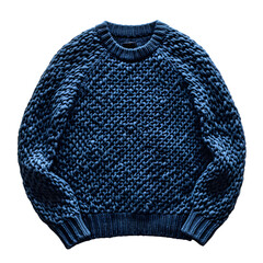 Chunky Knit Navy Blue Sweater Isolated on Transparent Background