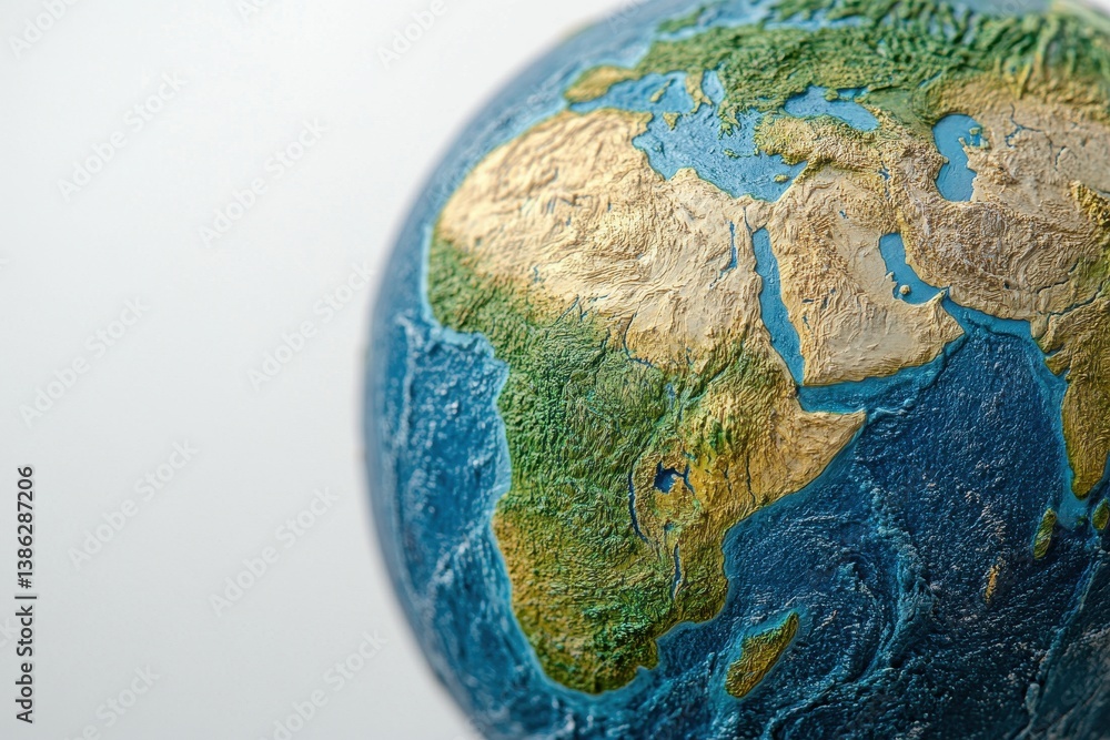 Aufkleber detailed 3d model of asia on a globe showcases intricate topography and geographical features during