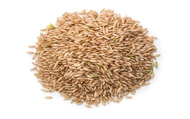 Brown Rice Grains Heap Top View Isolated