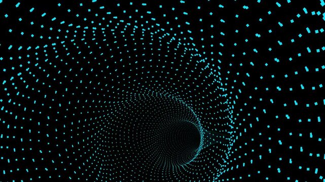 Beautiful Animated 4k Turquoise Wavy Spiral Particle Tunnel- Optical Illusion