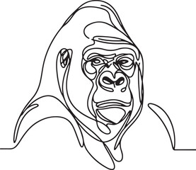 Elegant Line Art of a Gorilla – Vector Illustration