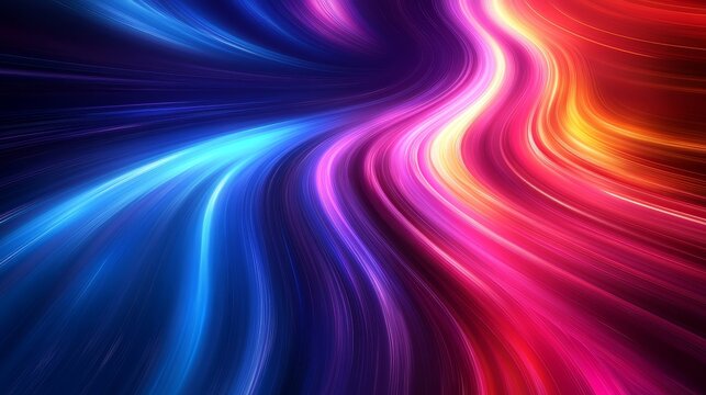 Vivid abstract light trails with dynamic multicolored waves in motion