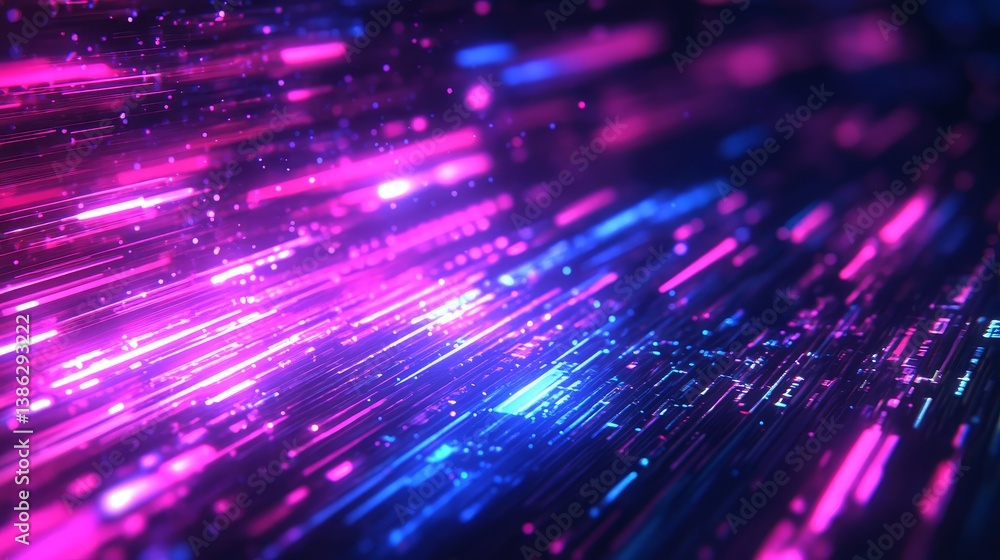 Poster dynamic neon light streaks in motion creating abstract futuristic background