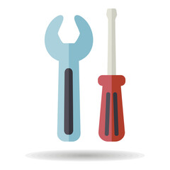 Screwdriver and wrench vector isolated icon