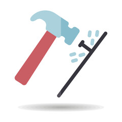 Hammer and nails vector isolated icon