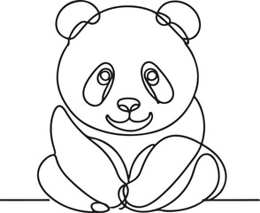 Minimalist Line Drawing of a Panda - Vector Art Illustration