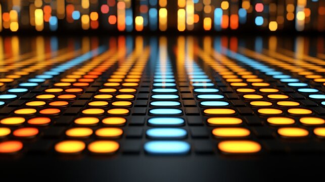 Abstract Light Grid: A Symphony of Orange and Blue