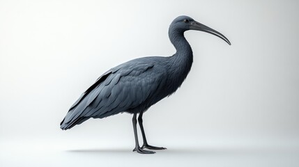 A striking bird with a long curved beak standing against a neutral background ideal for nature