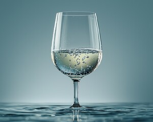 Sparkling Water in a Wine Glass Reflecting Serenity