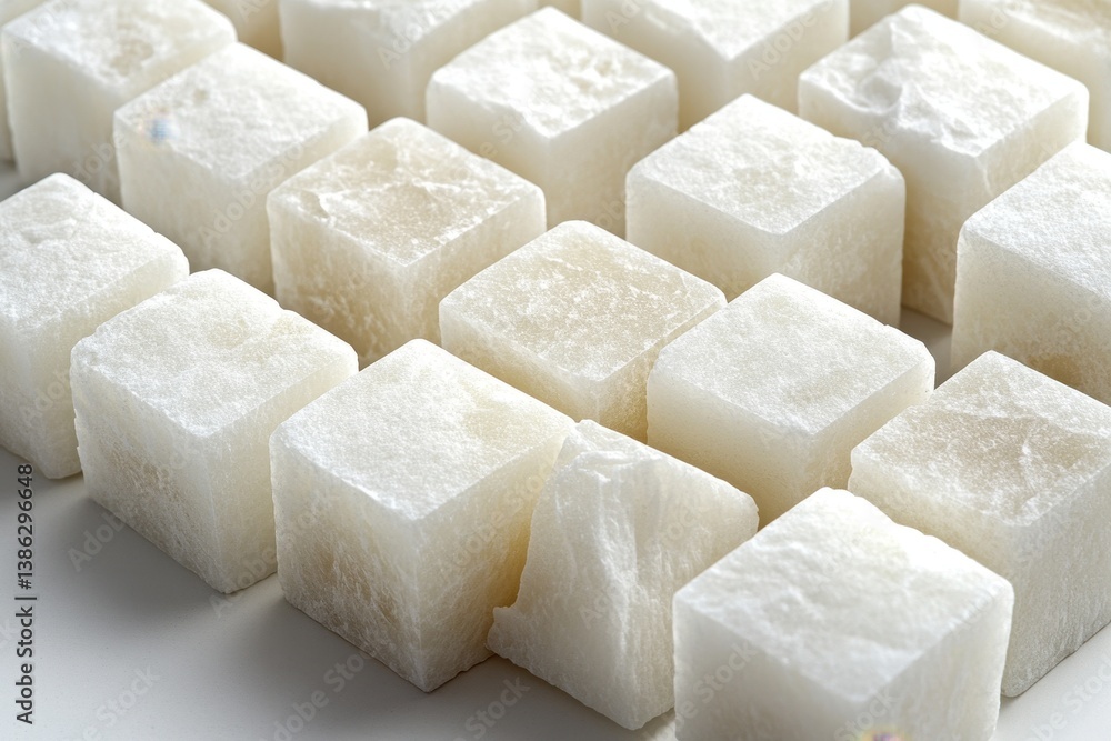 Poster White marble cubes arranged in a modern pattern creating an elegant surface in a bright, minimalist space