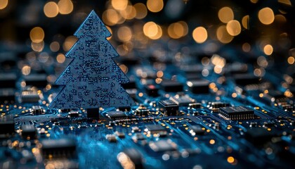 Cybernetic Christmas Tree on Circuit Board