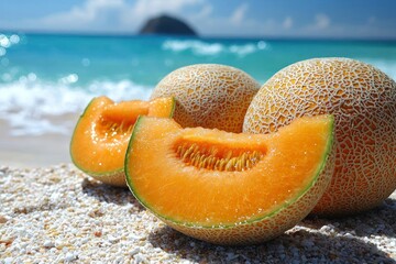 Summer Melon Delight on a Tropical Beach