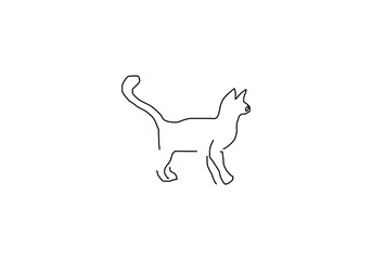 minimalist line art illustration of a cat