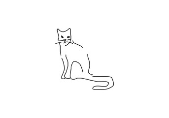 Fototapeta premium minimalist line art illustration of a cat
