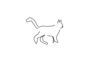 minimalist line art illustration of a cat