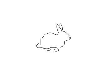 Simple line art illustration of a rabbit, representing cuteness, agility