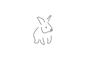 Simple line art illustration of a rabbit, representing cuteness, agility