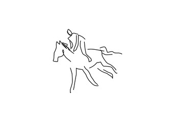 Simple line art illustration of a horse, symbolizing strength, freedom, and grace in a minimalist