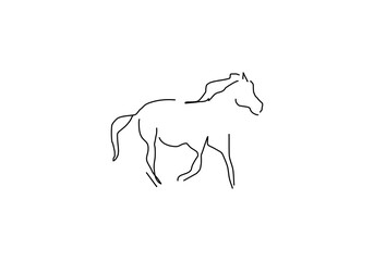 Simple line art illustration of a horse, symbolizing strength, freedom, and grace in a minimalist