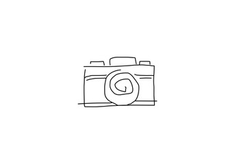 Abstract line illustration of a vintage camera