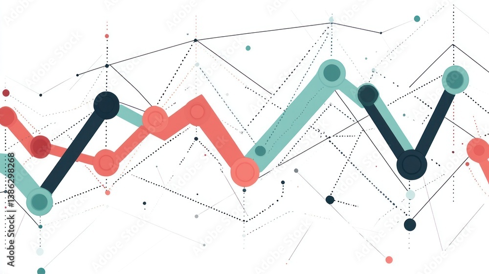 Poster abstract data visualization of fluctuating trends
