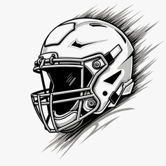 Stylized illustration of a white football helmet with motion lines on a light background
