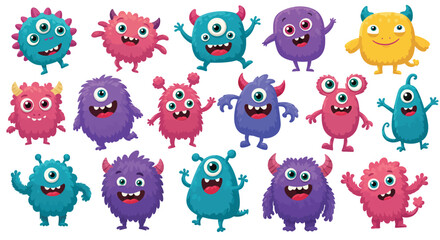 a set of cute monster character