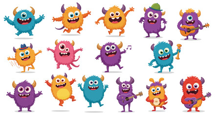 Fototapeta premium a set of cute monster character