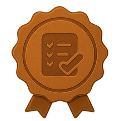 Bronze To-Do List Completion Badge with Checkmark and Task List Icon

