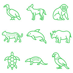 Naklejka premium Endangered Species, animals, icons set number 2, vector